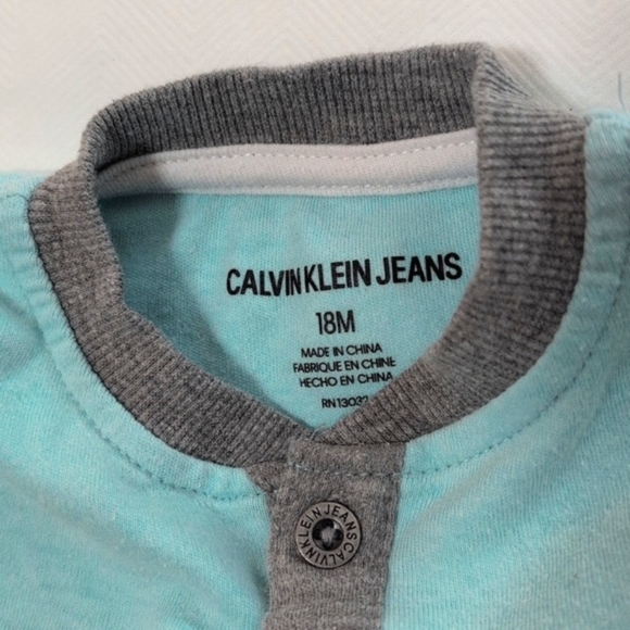 calvin klein jeans striped pocket henley t-shirt 18 months baby toddler boys - Picture 3 of 6